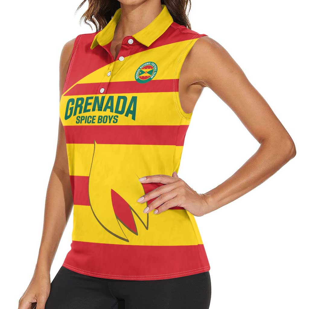Custom Grenada Football Women Sleeveless Polo Shirt Go Spice Boys - Wonder Print Shop