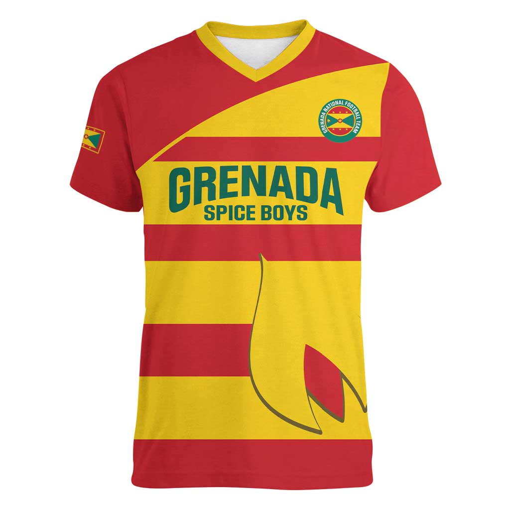Custom Grenada Football Women V-Neck T-Shirt Go Spice Boys - Wonder Print Shop