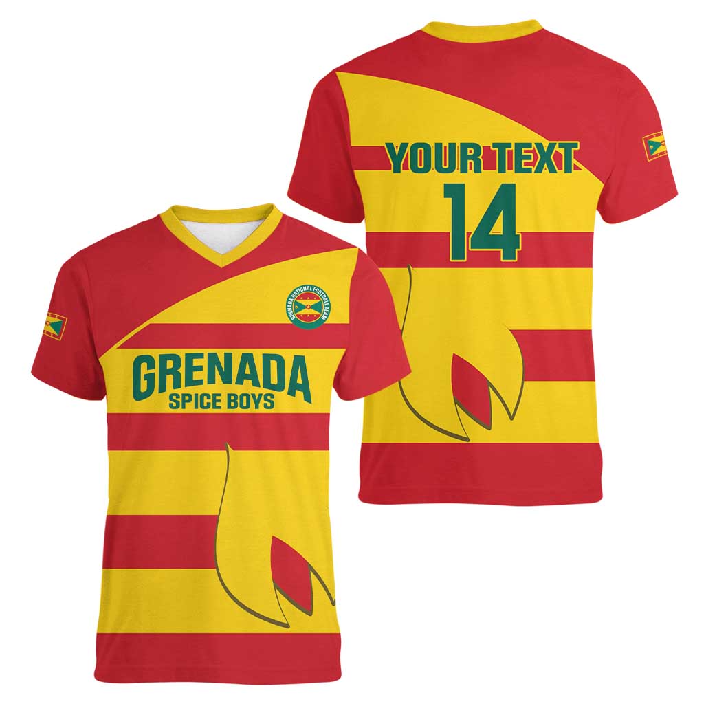 Custom Grenada Football Women V-Neck T-Shirt Go Spice Boys - Wonder Print Shop