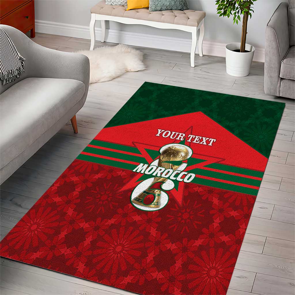 Personalized Morocco Football Area Rug 2026 Come On Atlas Lions - Wonder Print Shop