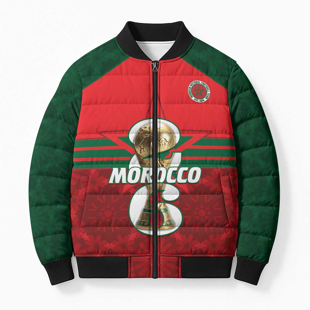 Personalized Morocco Football Bomber Puffer Jacket 2026 Come On Atlas Lions - Wonder Print Shop