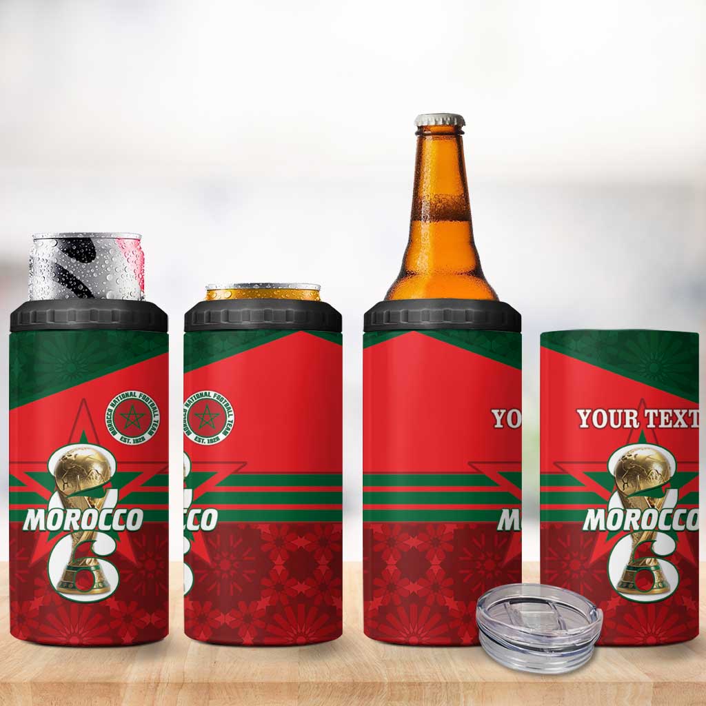 Personalized Morocco Football 4 in 1 Can Cooler Tumbler 2026 Come On Atlas Lions - Wonder Print Shop