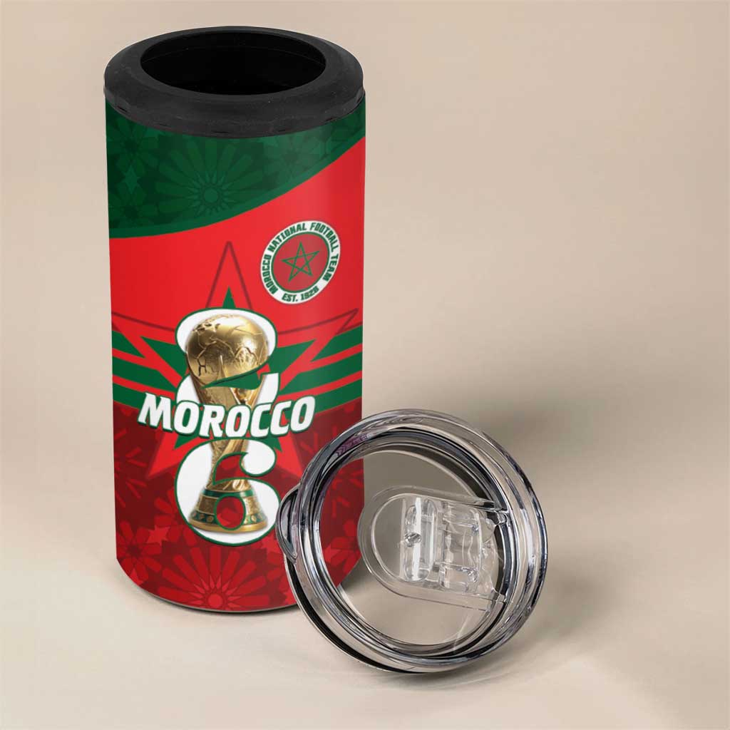 Personalized Morocco Football 4 in 1 Can Cooler Tumbler 2026 Come On Atlas Lions - Wonder Print Shop