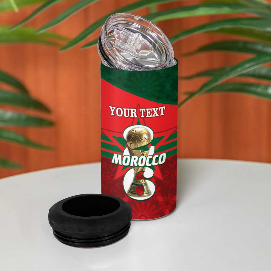 Personalized Morocco Football 4 in 1 Can Cooler Tumbler 2026 Come On Atlas Lions - Wonder Print Shop
