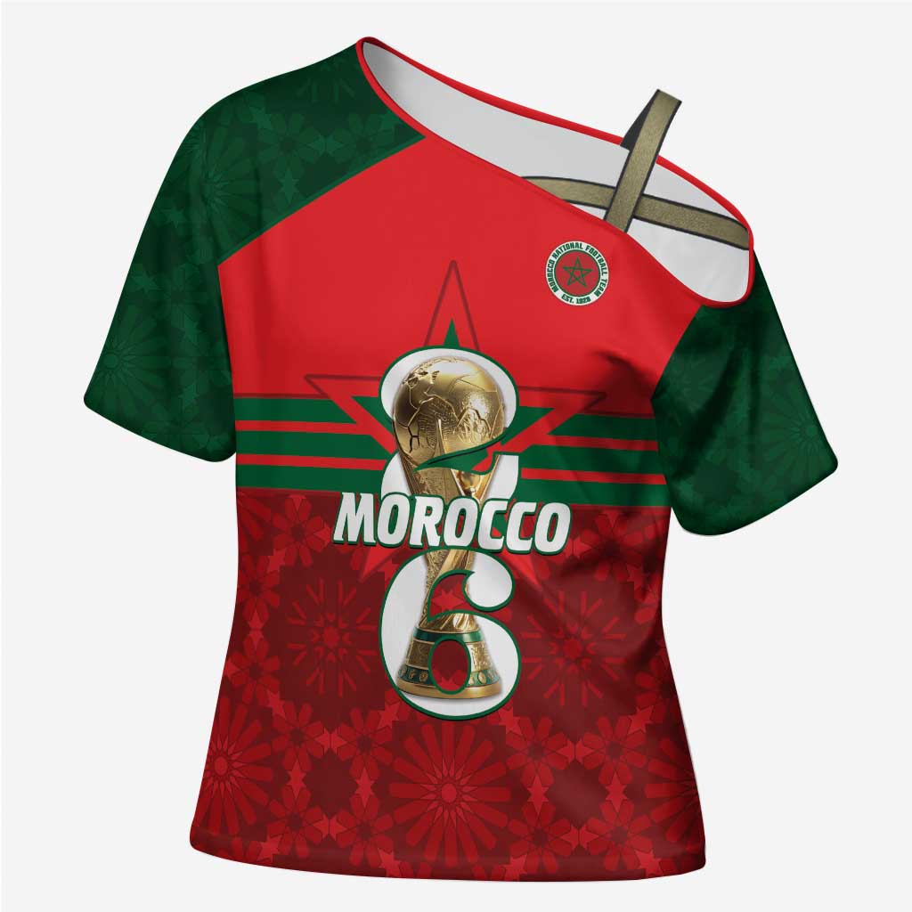 Personalized Morocco Football Cross Shoulder Shirt 2026 Come On Atlas Lions - Wonder Print Shop