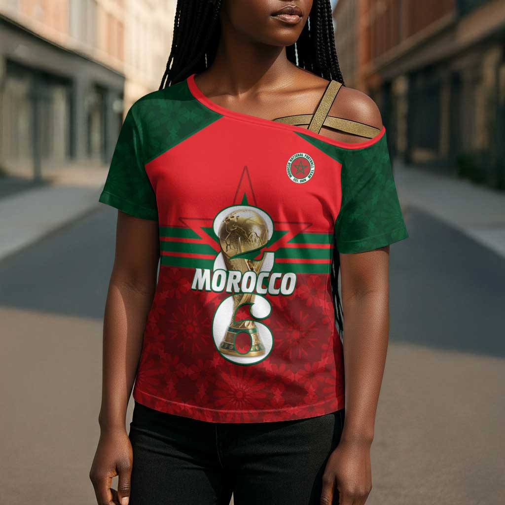 Personalized Morocco Football Cross Shoulder Shirt 2026 Come On Atlas Lions - Wonder Print Shop