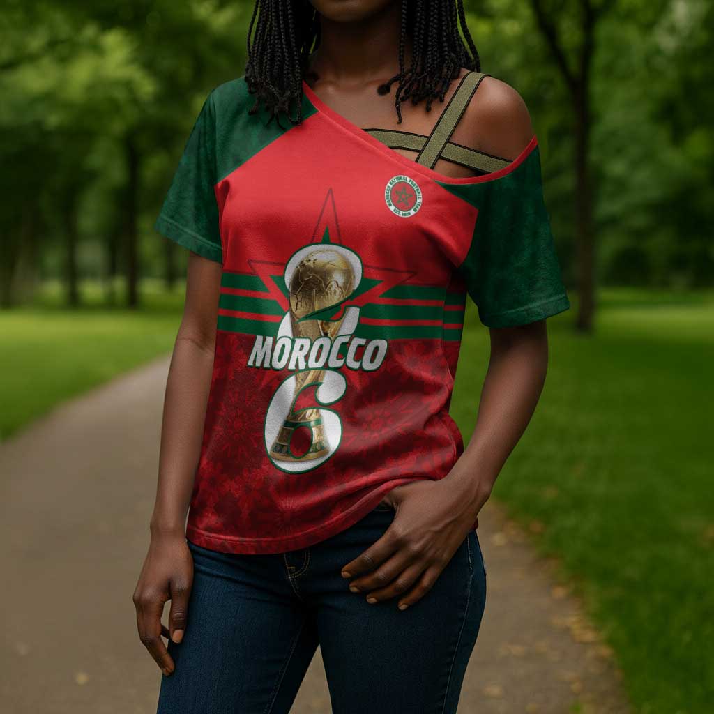 Personalized Morocco Football Cross Shoulder Shirt 2026 Come On Atlas Lions - Wonder Print Shop