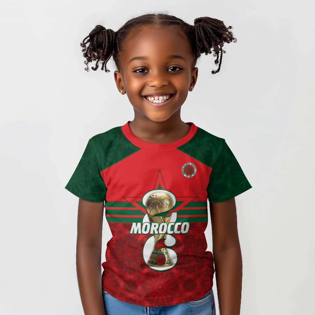 Personalized Morocco Football Kid T shirt 2026 Come On Atlas Lions LT14