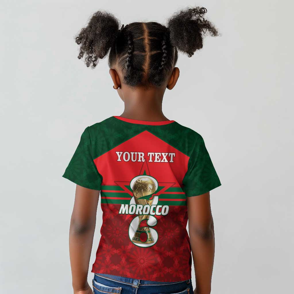 Personalized Morocco Football Kid T shirt 2026 Come On Atlas Lions LT14