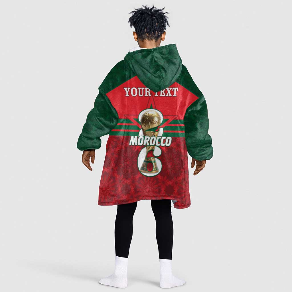 Personalized Morocco Football Kid Wearable Blanket Hoodie 2026 Come On Atlas Lions - Wonder Print Shop
