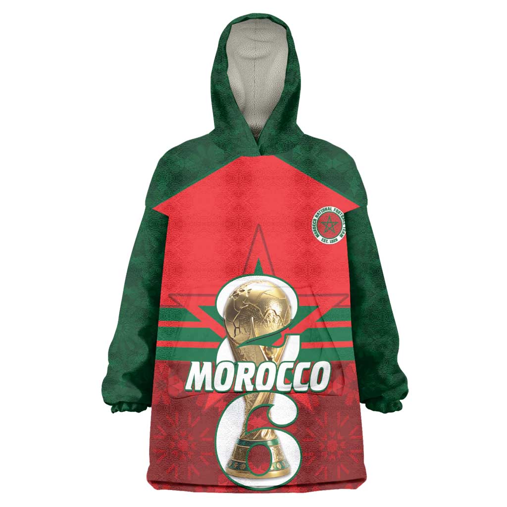 Personalized Morocco Football Kid Wearable Blanket Hoodie 2026 Come On Atlas Lions - Wonder Print Shop
