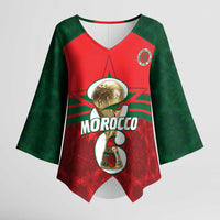 Personalized Morocco Football Kimono Sleeve Blouse 2026 Come On Atlas Lions - Wonder Print Shop