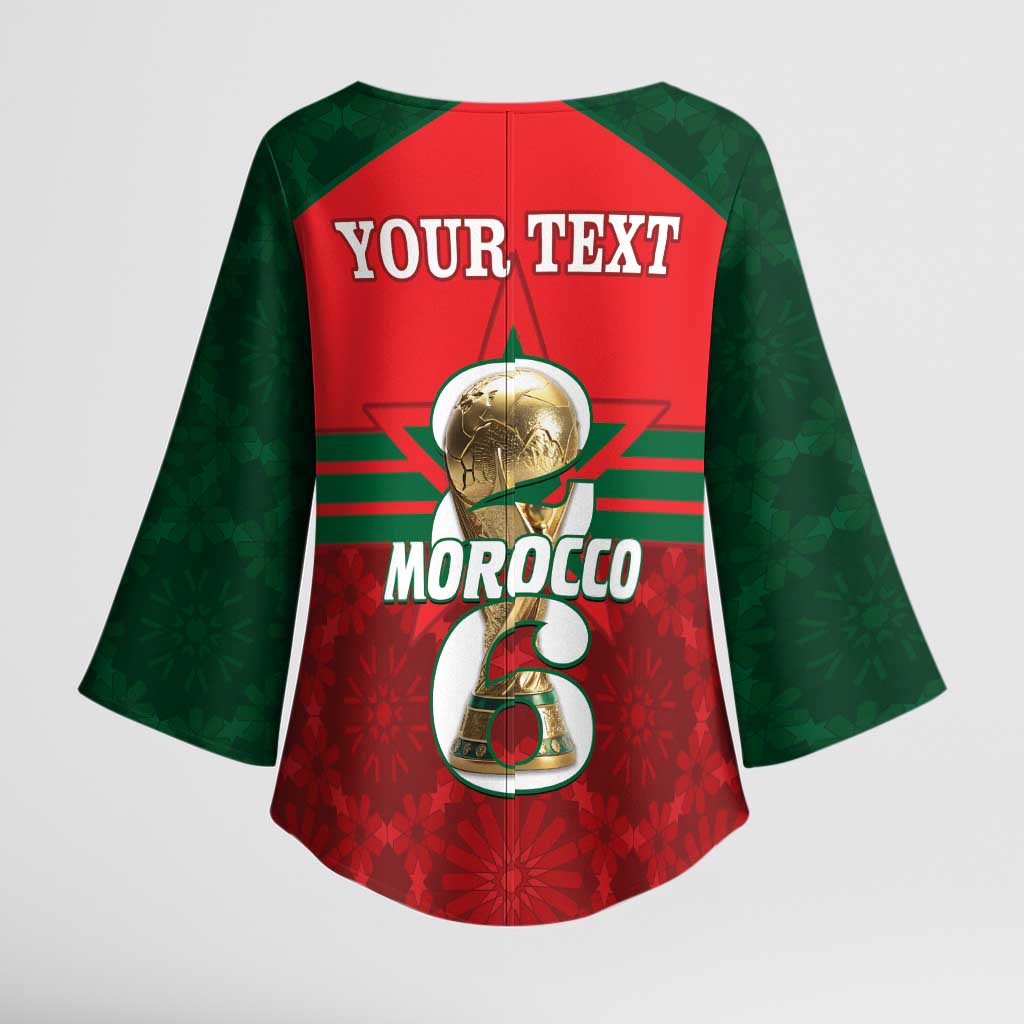 Personalized Morocco Football Kimono Sleeve Blouse 2026 Come On Atlas Lions - Wonder Print Shop