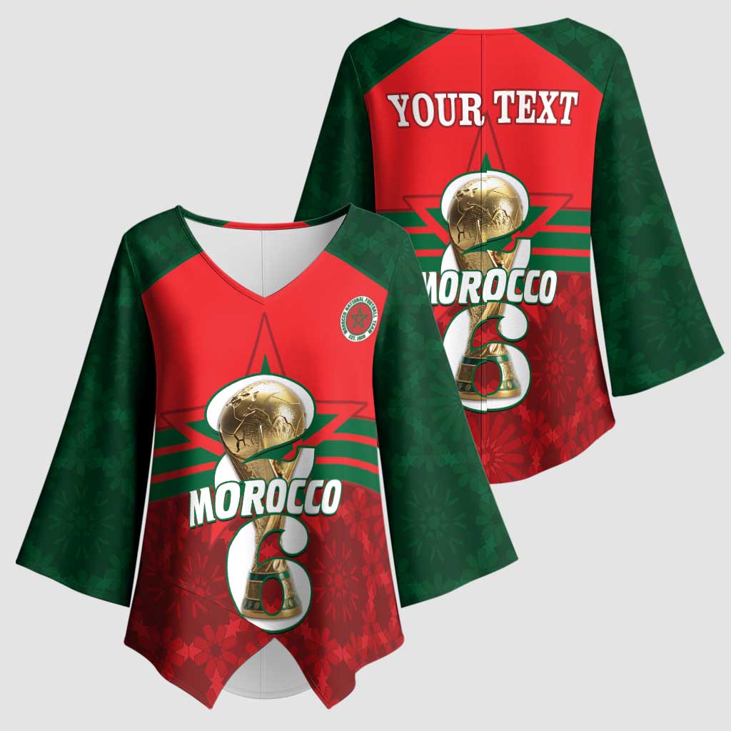 Personalized Morocco Football Kimono Sleeve Blouse 2026 Come On Atlas Lions - Wonder Print Shop