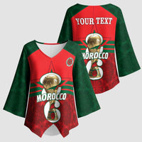 Personalized Morocco Football Kimono Sleeve Blouse 2026 Come On Atlas Lions - Wonder Print Shop