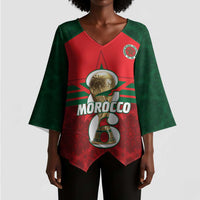 Personalized Morocco Football Kimono Sleeve Blouse 2026 Come On Atlas Lions - Wonder Print Shop