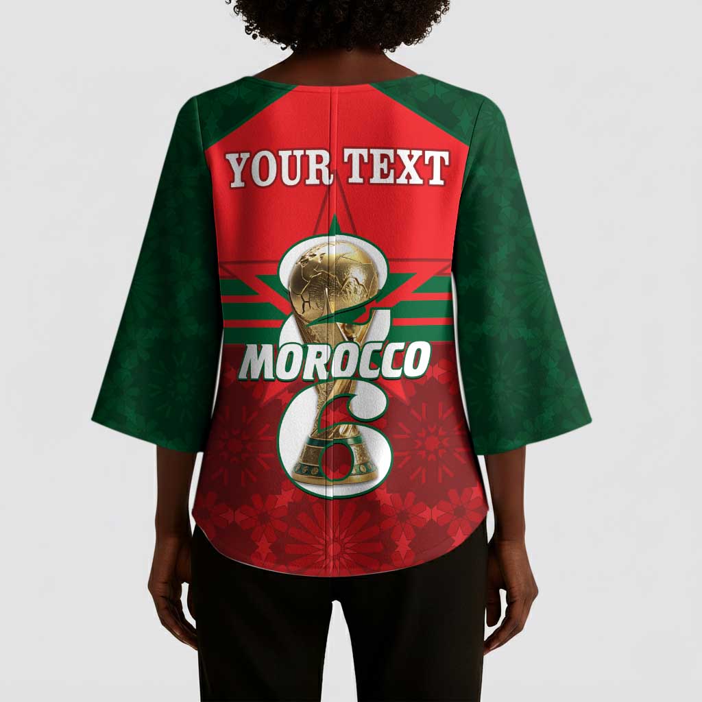 Personalized Morocco Football Kimono Sleeve Blouse 2026 Come On Atlas Lions - Wonder Print Shop