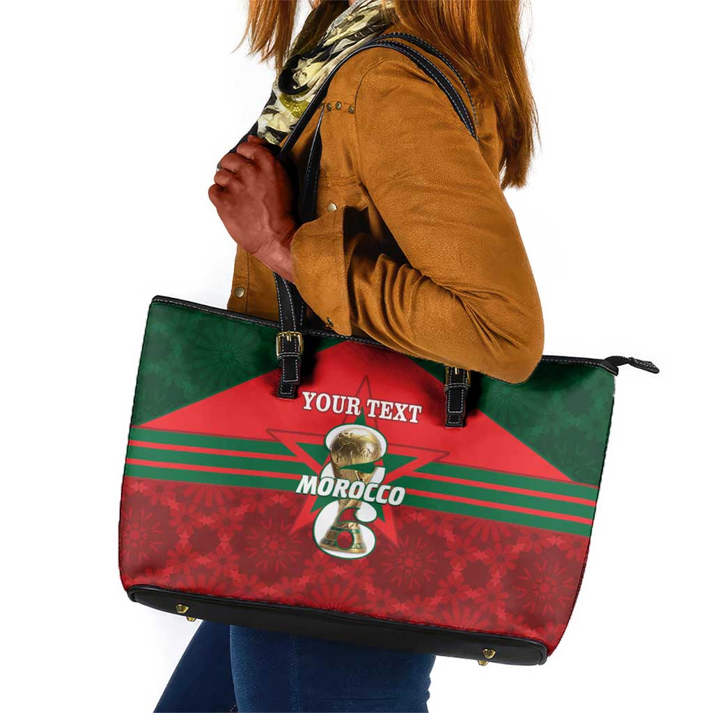 Personalized Morocco Football Leather Tote Bag 2026 Come On Atlas Lions - Wonder Print Shop