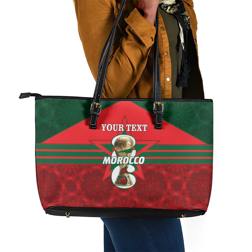Personalized Morocco Football Leather Tote Bag 2026 Come On Atlas Lions - Wonder Print Shop