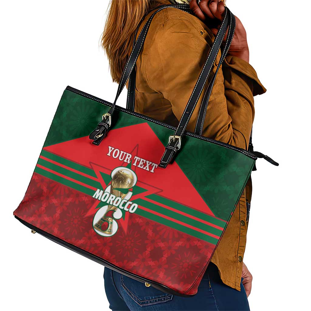 Personalized Morocco Football Leather Tote Bag 2026 Come On Atlas Lions - Wonder Print Shop