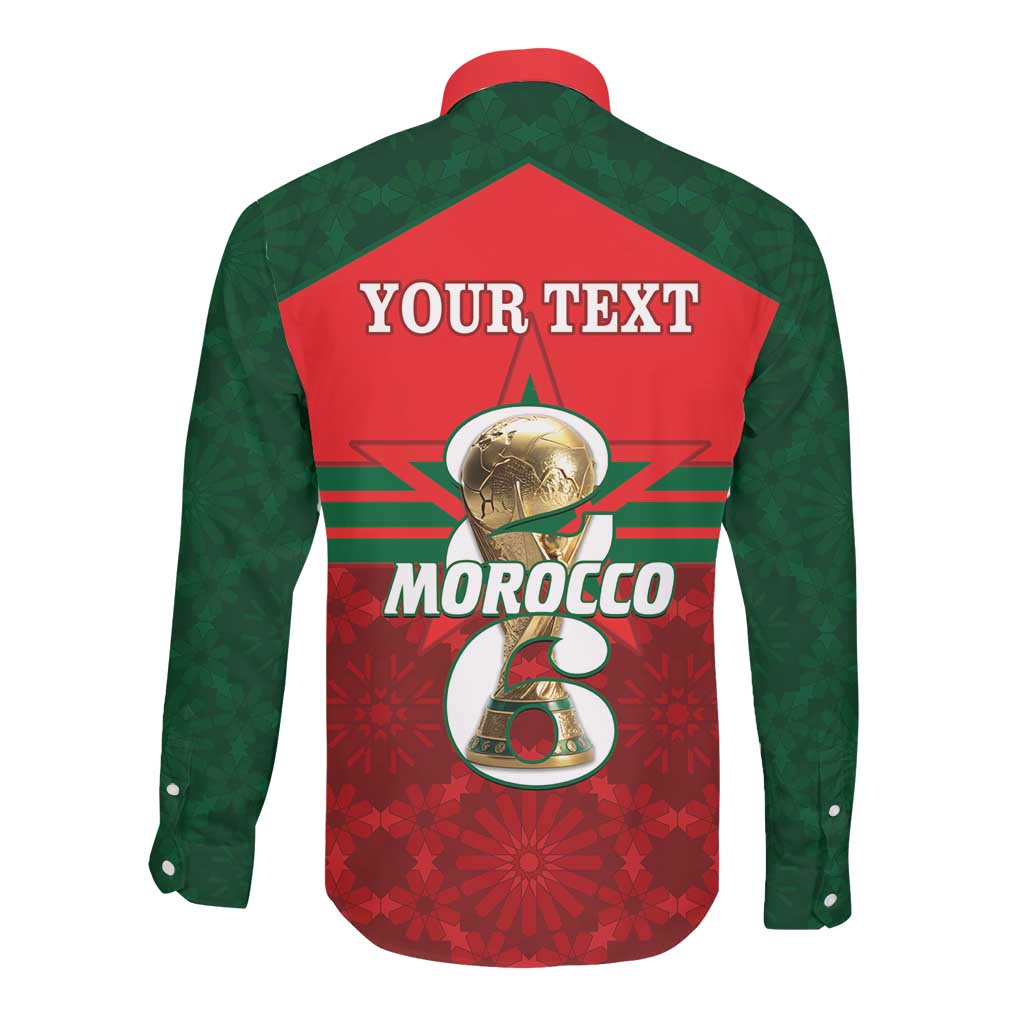 Personalized Morocco Football Long Sleeve Button Shirt 2026 Come On Atlas Lions - Wonder Print Shop