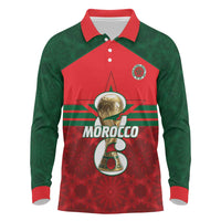 Personalized Morocco Football Long Sleeve Polo Shirt 2026 Come On Atlas Lions - Wonder Print Shop