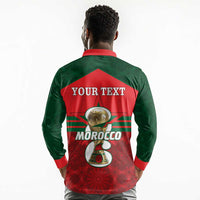 Personalized Morocco Football Long Sleeve Polo Shirt 2026 Come On Atlas Lions - Wonder Print Shop