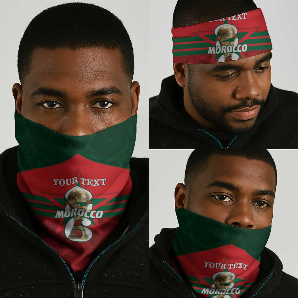 Personalized Morocco Football Neck Gaiter 2026 Come On Atlas Lions - Wonder Print Shop