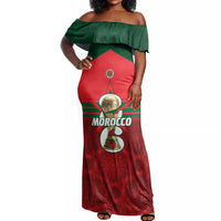 Personalized Morocco Football Off Shoulder Maxi Dress 2026 Come On Atlas Lions - Wonder Print Shop