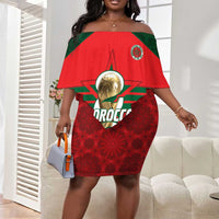 Personalized Morocco Football Off Shoulder Short Dress 2026 Come On Atlas Lions - Wonder Print Shop