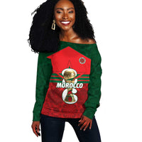 Personalized Morocco Football Off Shoulder Sweater 2026 Come On Atlas Lions - Wonder Print Shop