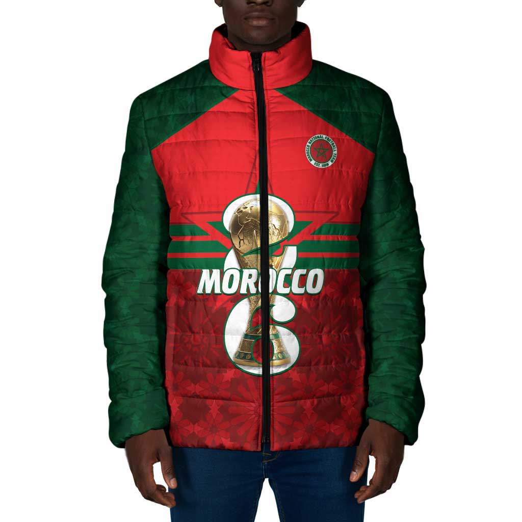 Personalized Morocco Football Padded Jacket 2026 Come On Atlas Lions - Wonder Print Shop