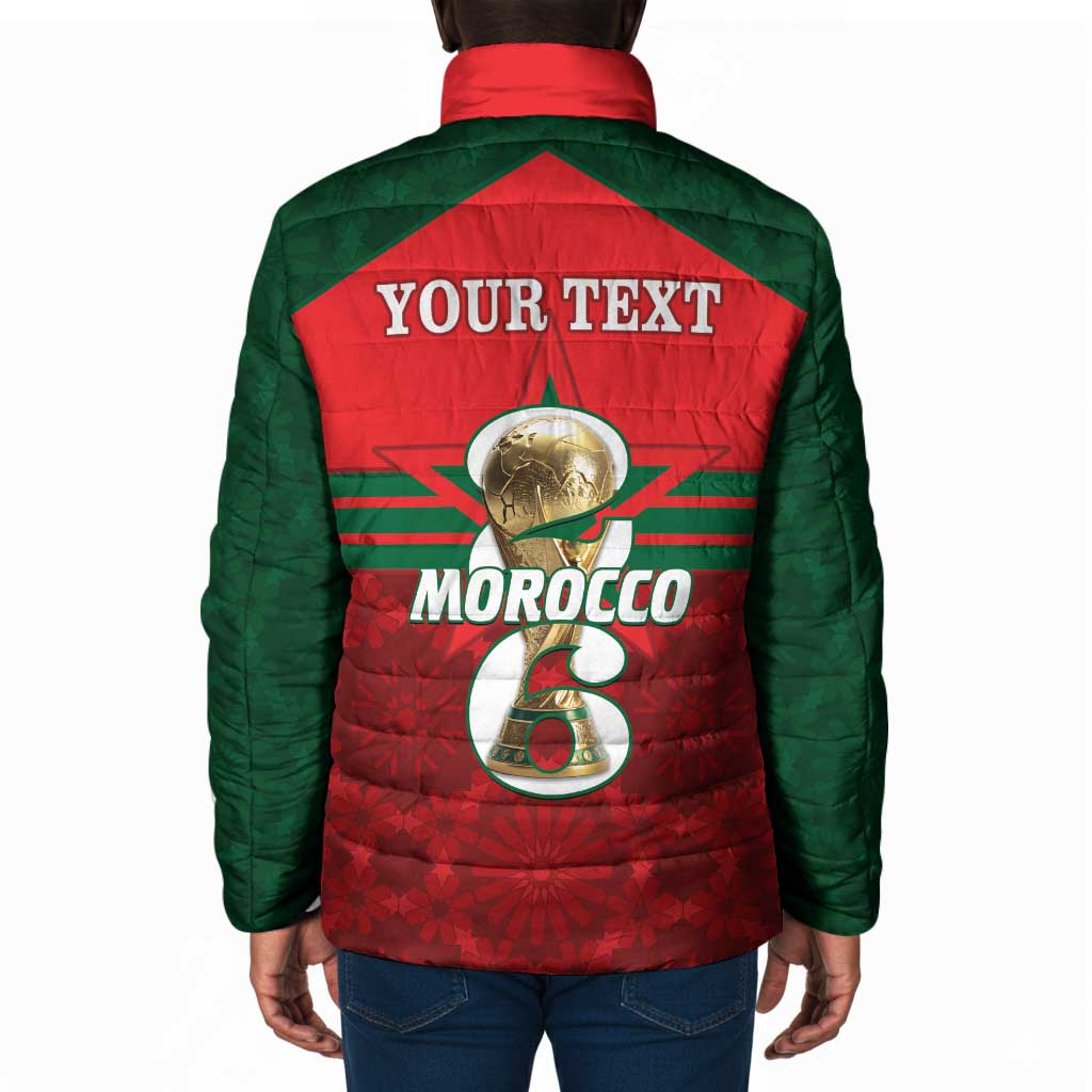 Personalized Morocco Football Padded Jacket 2026 Come On Atlas Lions - Wonder Print Shop