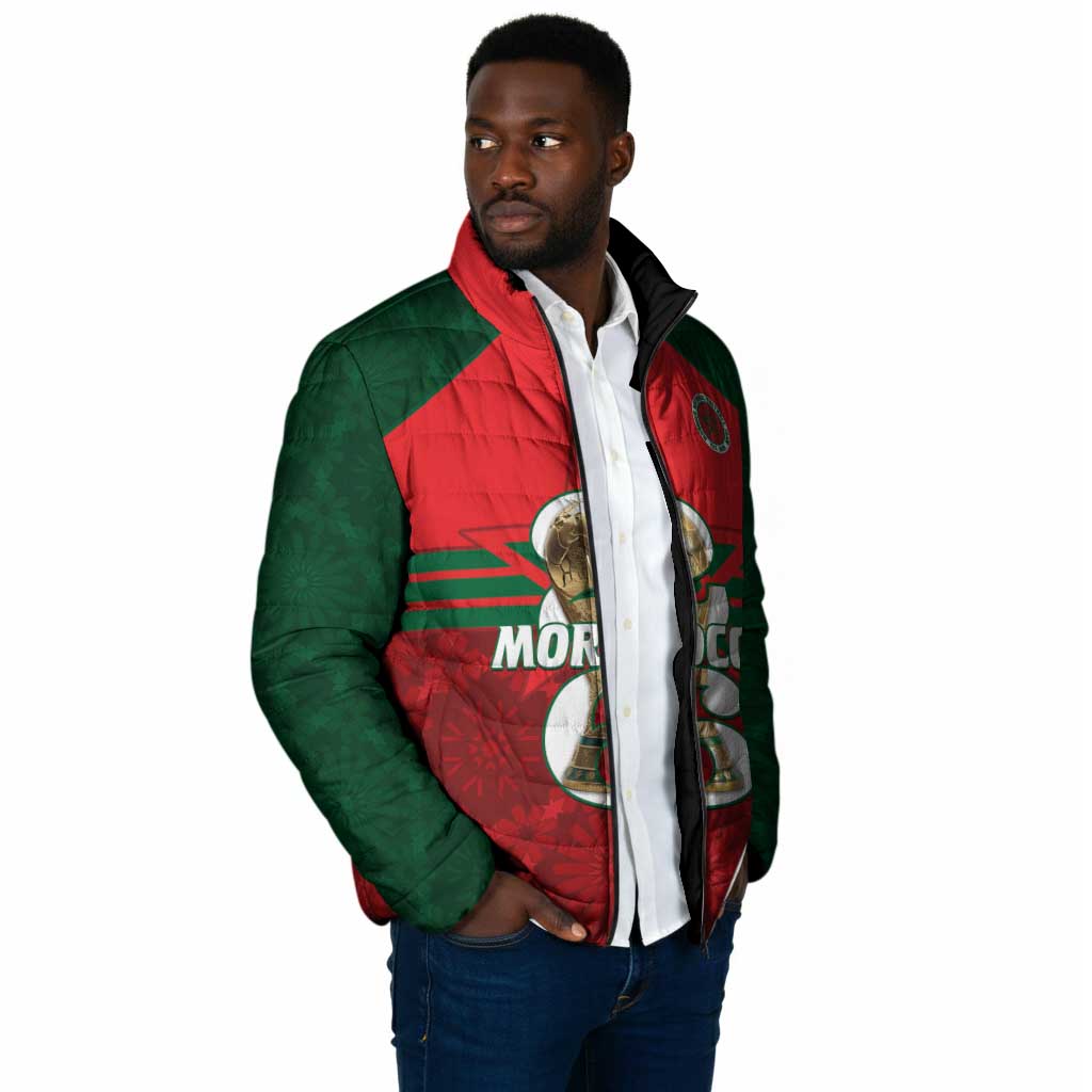 Personalized Morocco Football Padded Jacket 2026 Come On Atlas Lions - Wonder Print Shop