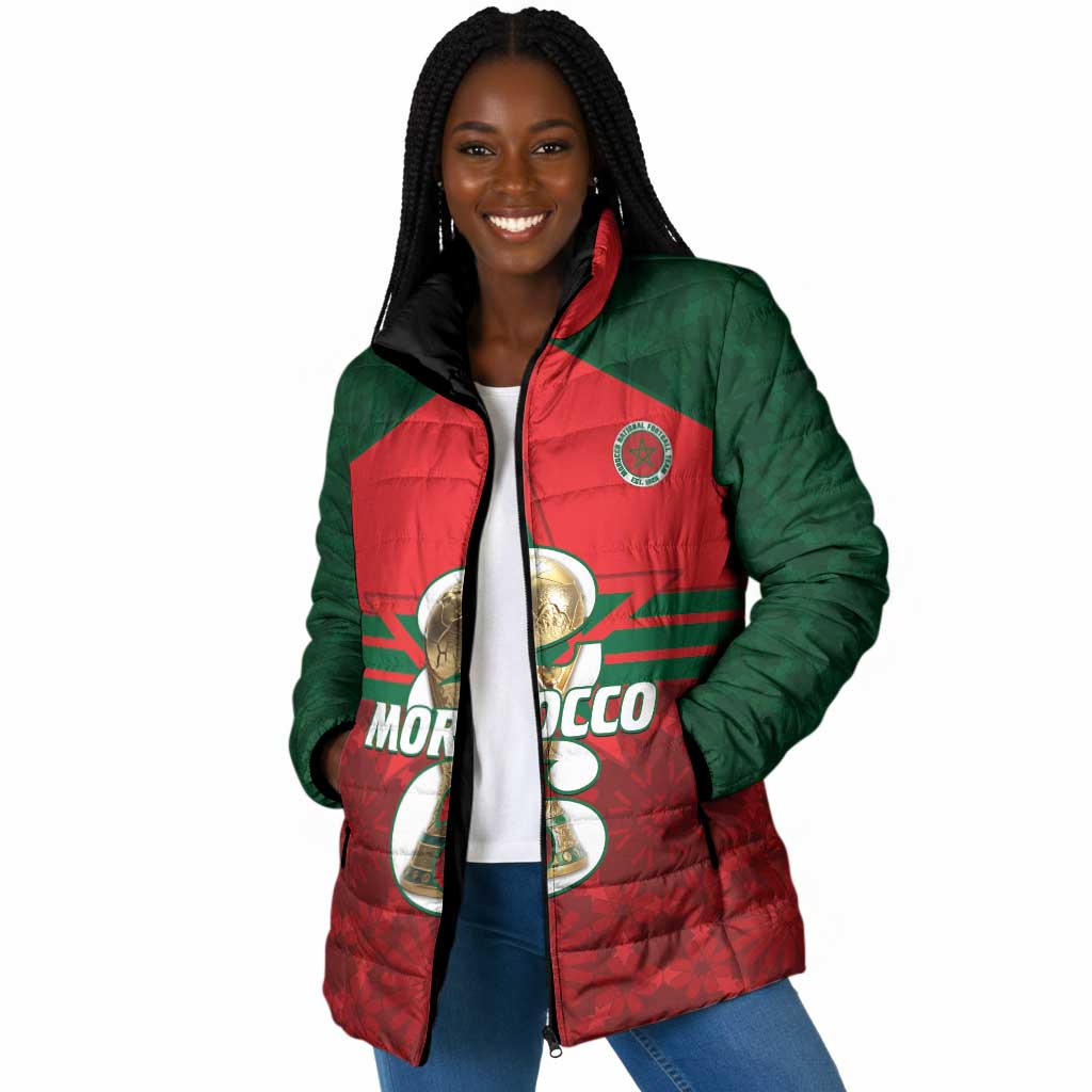 Personalized Morocco Football Padded Jacket 2026 Come On Atlas Lions - Wonder Print Shop