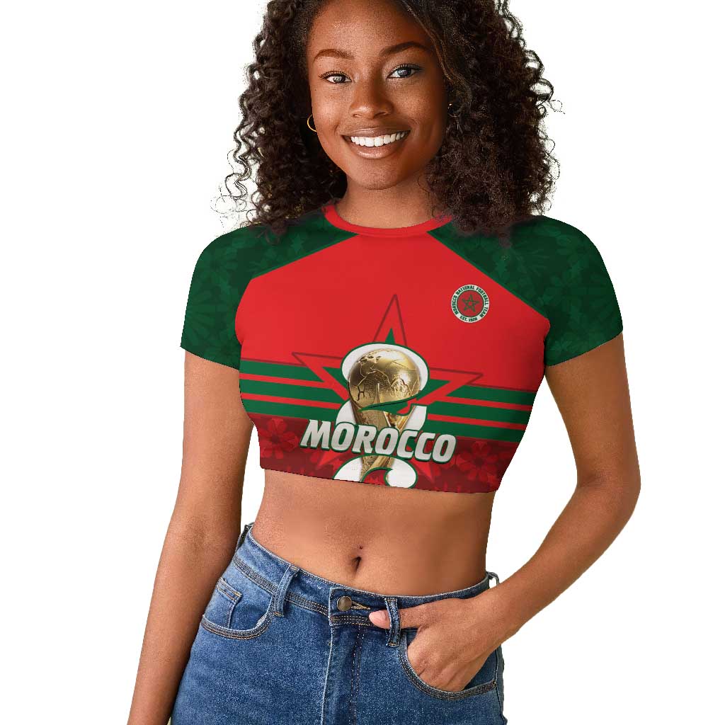 Personalized Morocco Football Raglan Cropped T shirt 2026 Come On Atlas Lions LT14