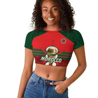 Personalized Morocco Football Raglan Cropped T shirt 2026 Come On Atlas Lions LT14