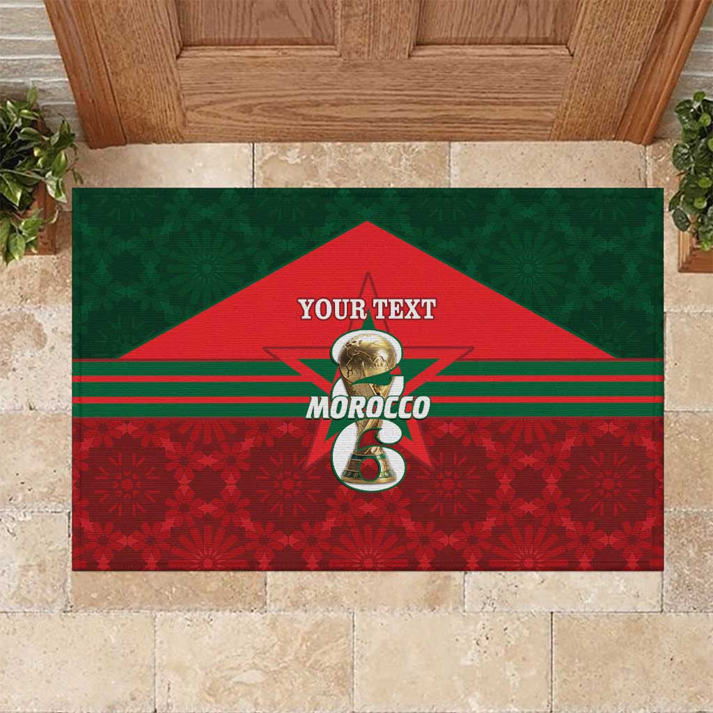 Personalized Morocco Football Rubber Doormat 2026 Come On Atlas Lions - Wonder Print Shop