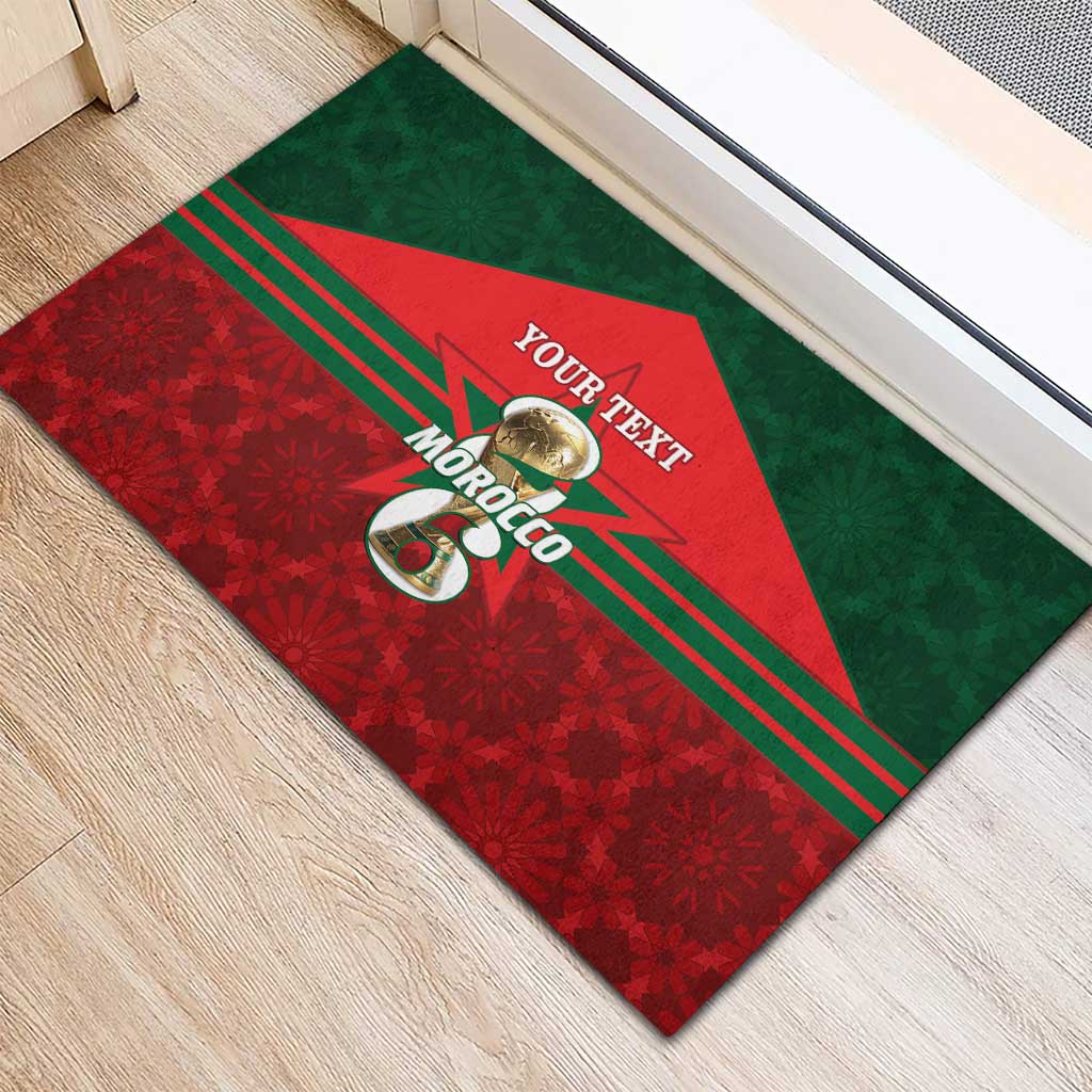Personalized Morocco Football Rubber Doormat 2026 Come On Atlas Lions - Wonder Print Shop