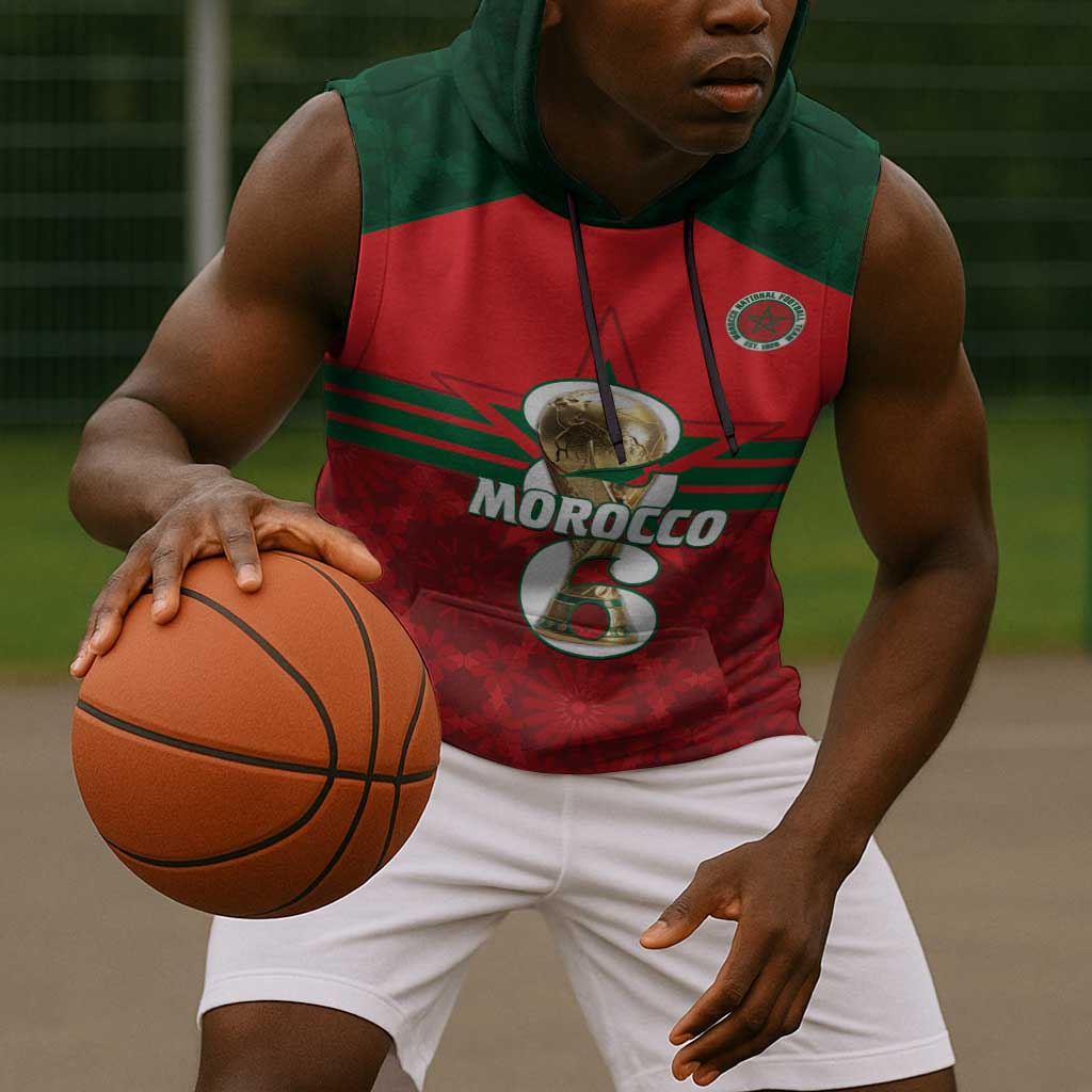 Personalized Morocco Football Sleeveless Hoodie 2026 Come On Atlas Lions - Wonder Print Shop