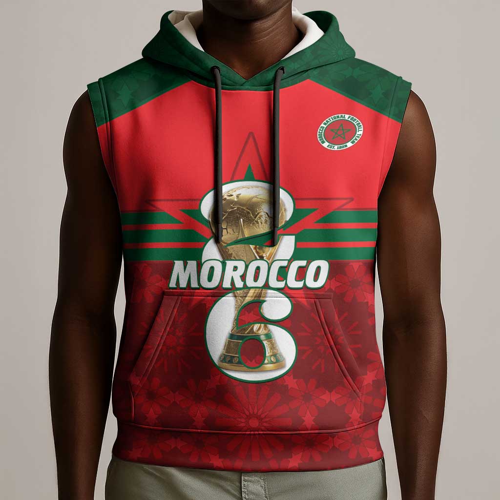Personalized Morocco Football Sleeveless Hoodie 2026 Come On Atlas Lions - Wonder Print Shop