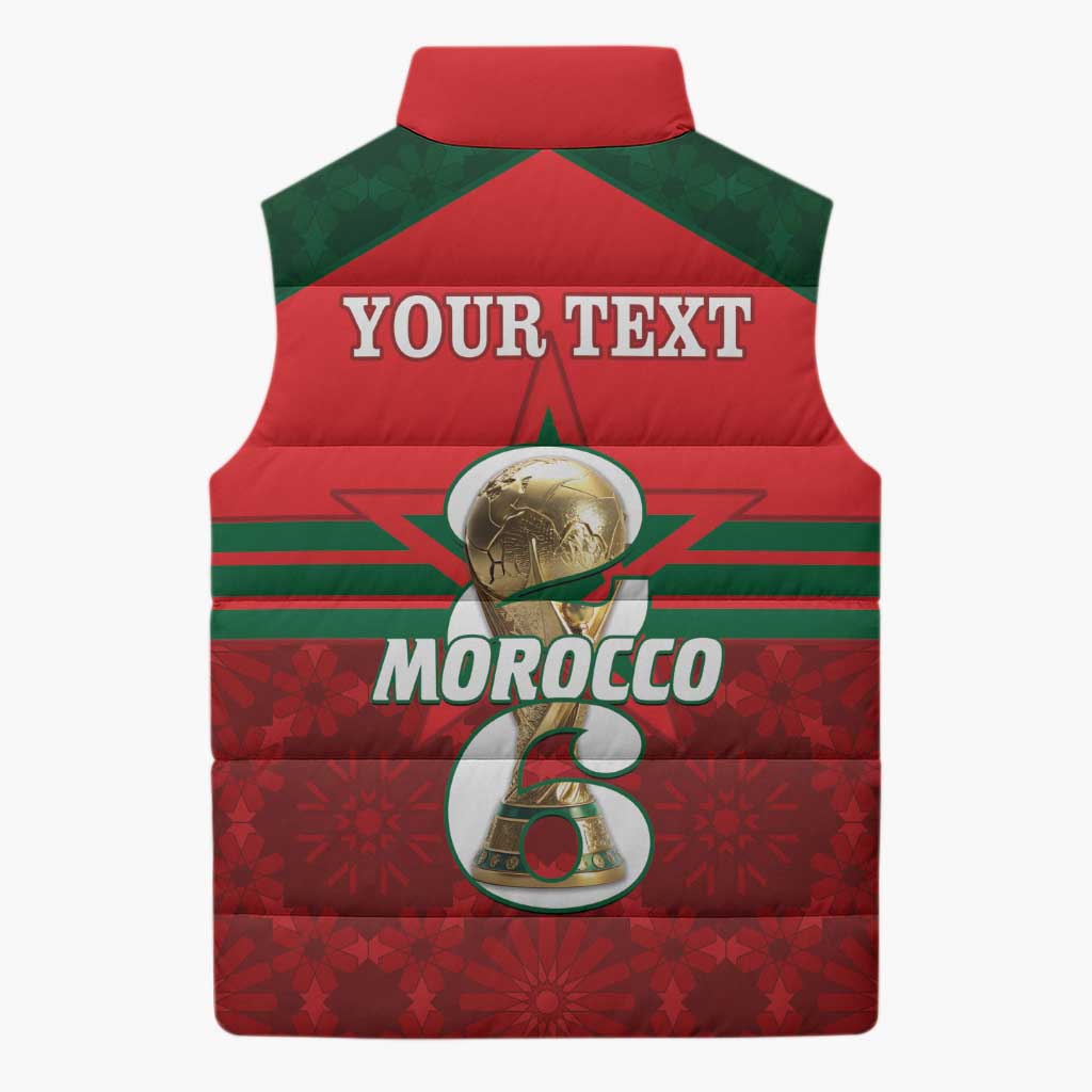 Personalized Morocco Football Sleeveless Puffer Jacket 2026 Come On Atlas Lions - Wonder Print Shop
