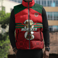 Personalized Morocco Football Sleeveless Puffer Jacket 2026 Come On Atlas Lions - Wonder Print Shop