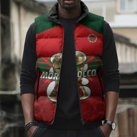Personalized Morocco Football Sleeveless Puffer Jacket 2026 Come On Atlas Lions - Wonder Print Shop