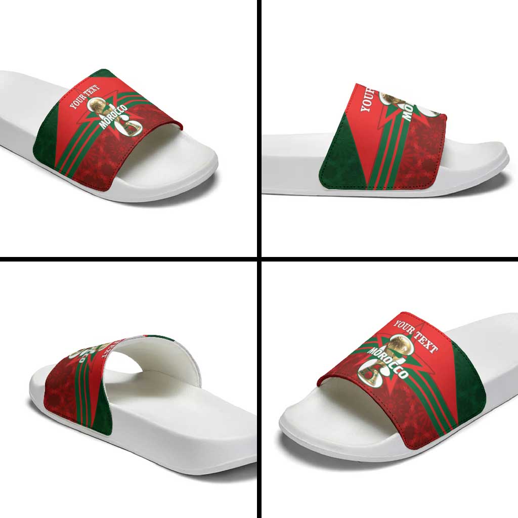 Personalized Morocco Football Slide Sandals 2026 Come On Atlas Lions - Wonder Print Shop