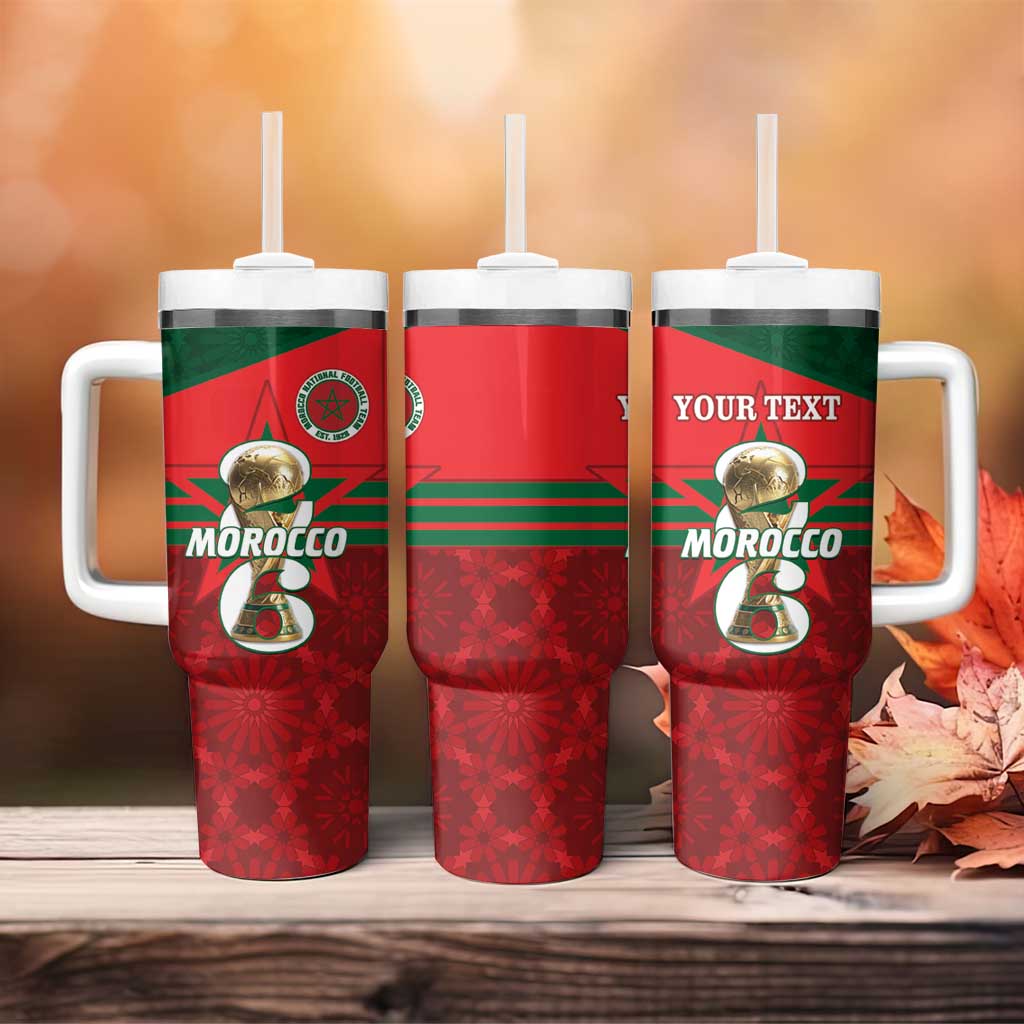 Personalized Morocco Football Tumbler With Handle 2026 Come On Atlas Lions - Wonder Print Shop