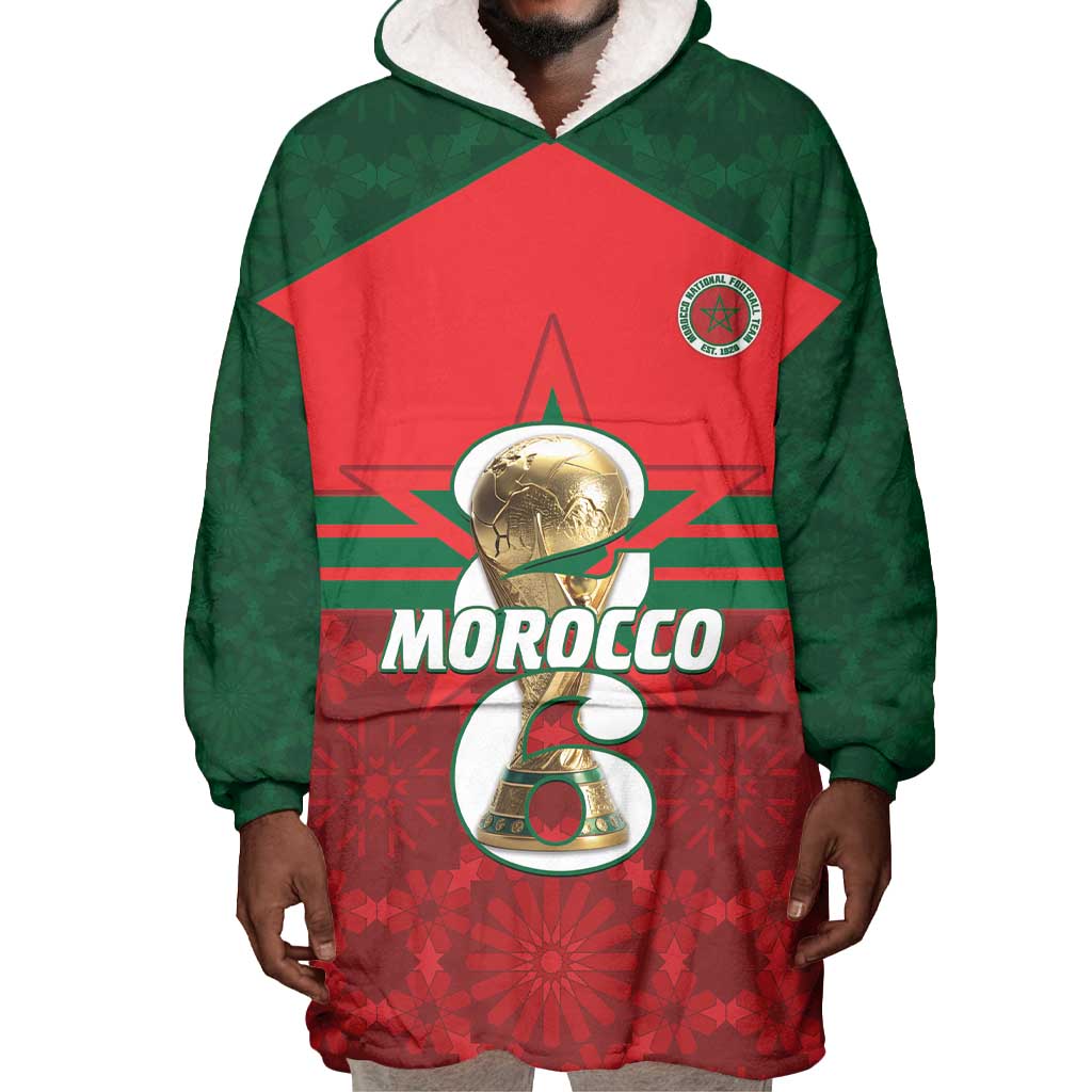 Personalized Morocco Football Wearable Blanket Hoodie 2026 Come On Atlas Lions - Wonder Print Shop
