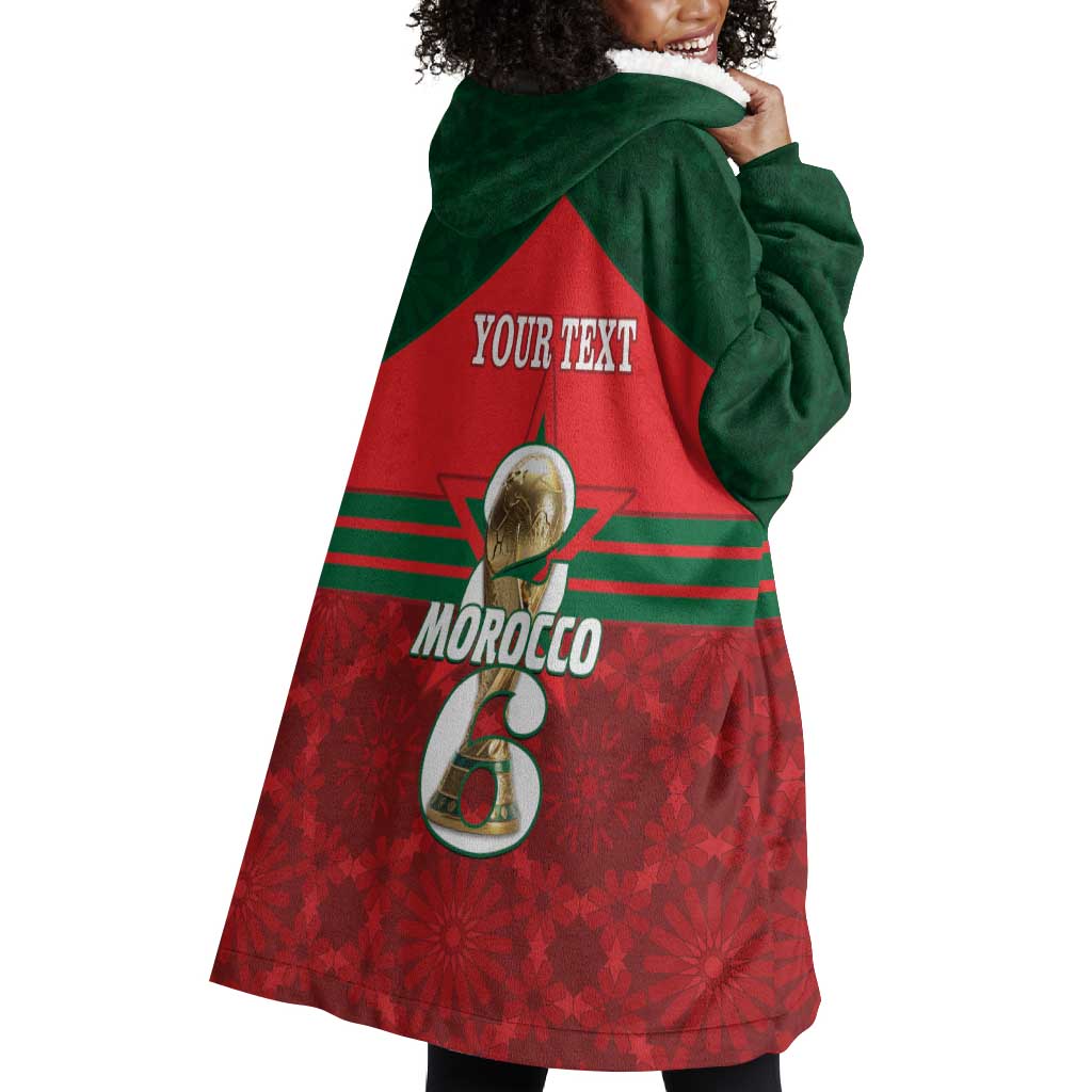 Personalized Morocco Football Wearable Blanket Hoodie 2026 Come On Atlas Lions - Wonder Print Shop