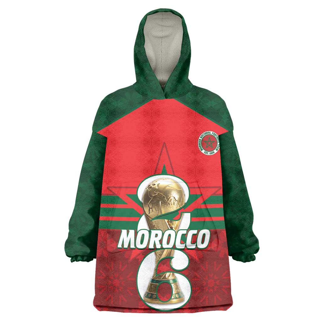 Personalized Morocco Football Wearable Blanket Hoodie 2026 Come On Atlas Lions - Wonder Print Shop