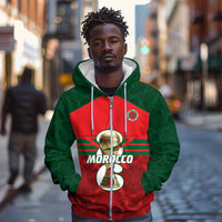 Personalized Morocco Football Zip Hoodie 2026 Come On Atlas Lions - Wonder Print Shop